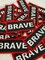 "Brave" Red, Black, & White, Iron-on Embroidered Patch, Statement Patch, Size 3"x1.75" inches